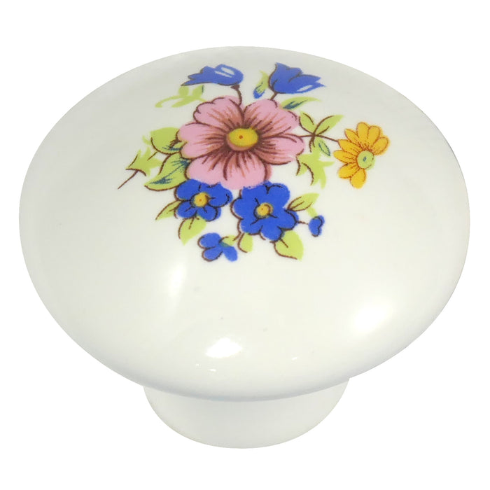Laurey 1442 1 3/8" Porcelain Knob - Bouquet Design