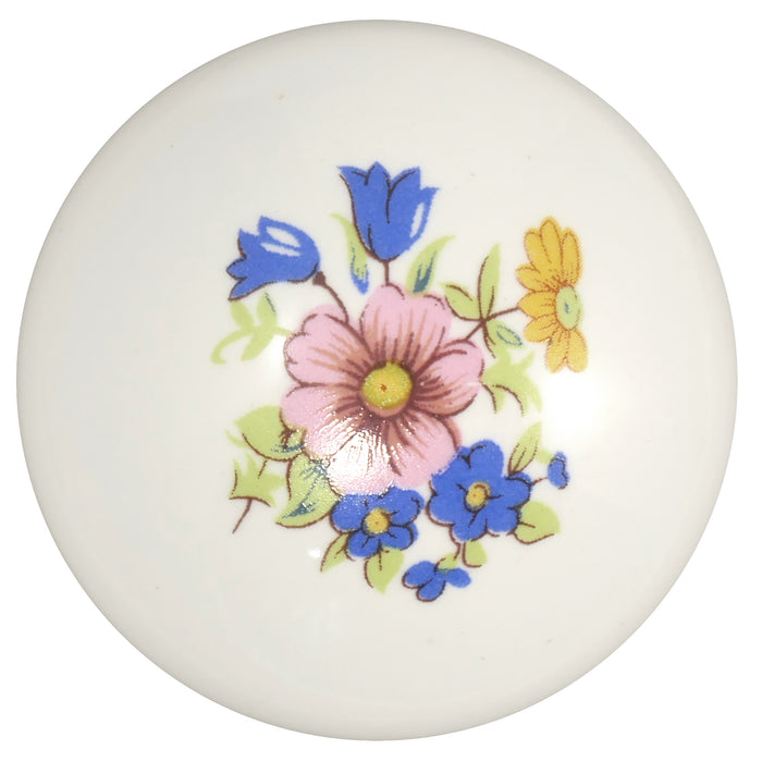 Laurey 1442 1 3/8" Porcelain Knob - Bouquet Design