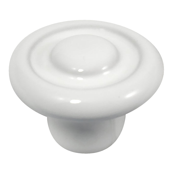 Laurey 1542 1 3/8" Porcelain Knob - Circle Impression - White