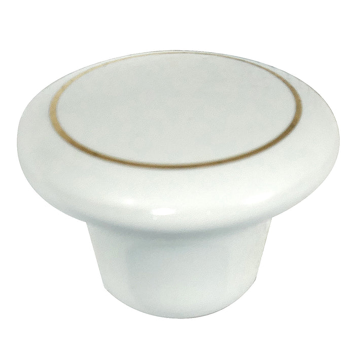 Laurey 1842 1 1/2" Porcelain Knob - White with Ring