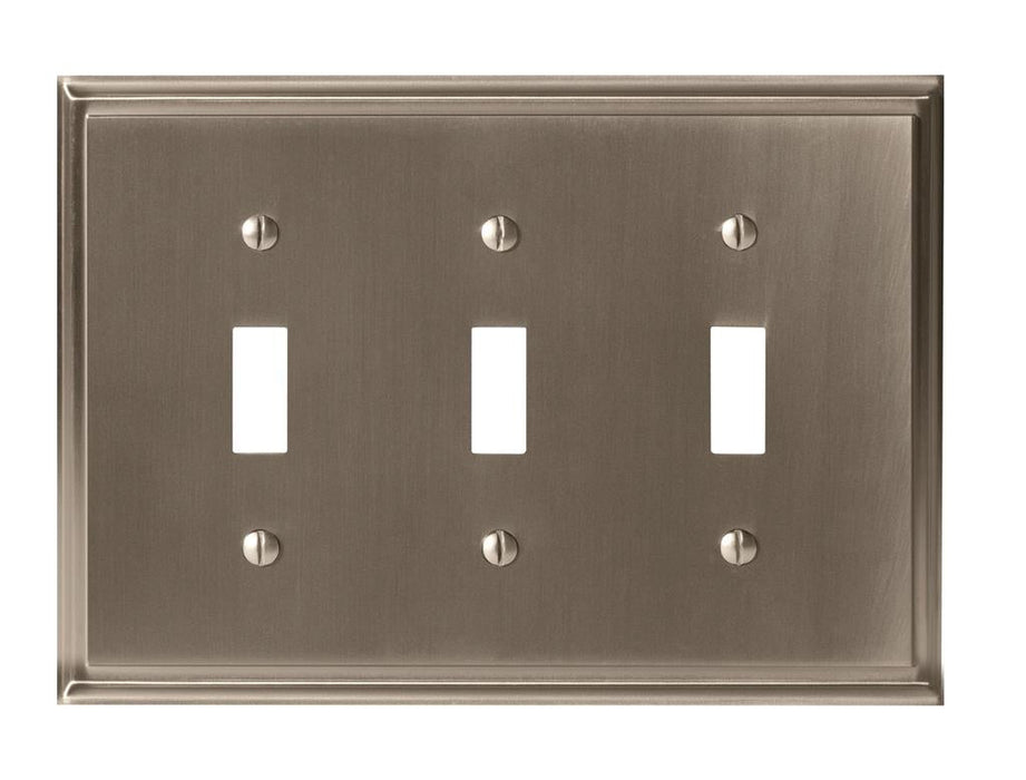 Amerock 1906960 Mulholland 3 Toggle Satin Nickel Wall Plate