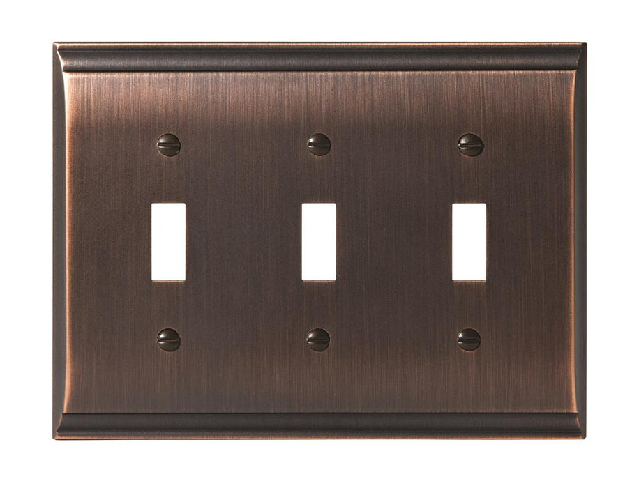 Amerock 1906988 Candler 3 Toggle Oil-Rubbed Bronze Wall Plate