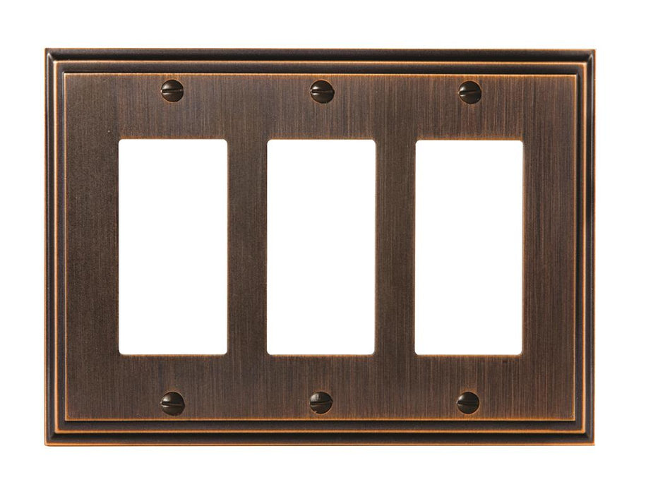 Amerock 1907006 Mulholland 3 Rocker Oil-Rubbed Bronze Wall Plate
