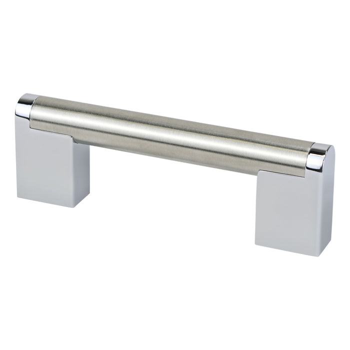 Berenson 2178-9BPN26-P Studio Remix 96mm CC Brushed Nickel and Polished Chrome Pull - KnobDepot