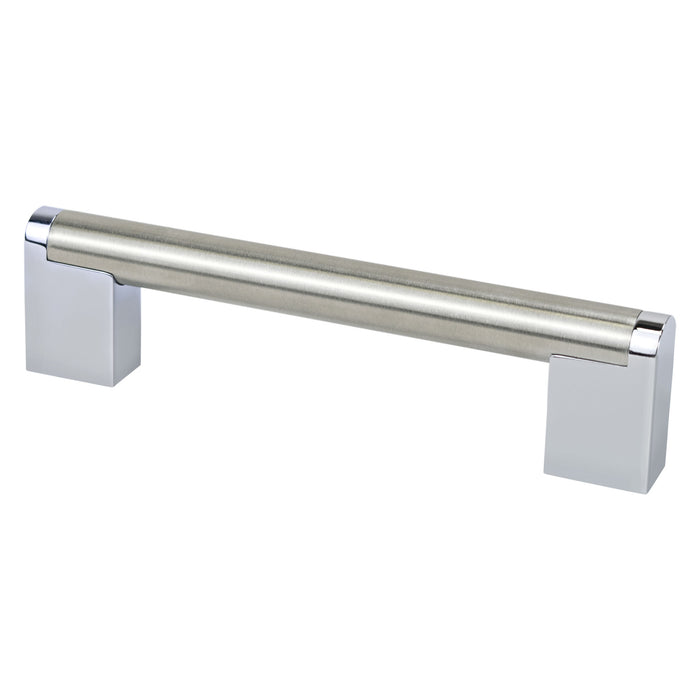Berenson 2183-9BPN26-P Studio Remix 128mm CC Brushed Nickel and Polished Chrome Pull - KnobDepot