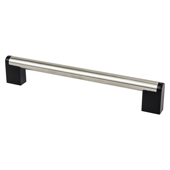 Berenson 2195-9BPN55-P Studio Remix 192mm CC Brushed Nickel and Matte Black Pull - KnobDepot