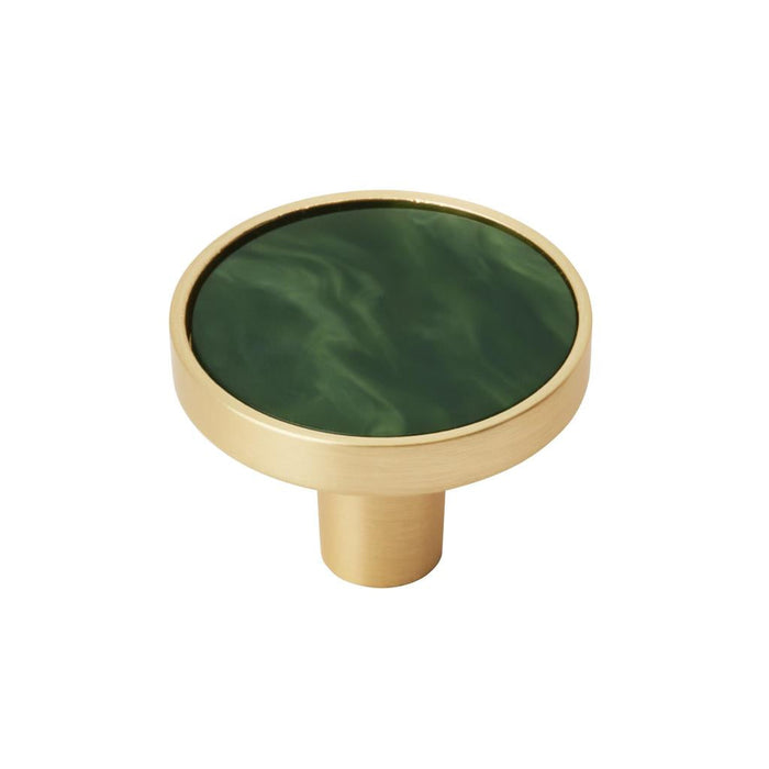 Amerock 2PK36971EMG Accents 1-1/4 inch (32mm) Diameter Gold/Emerald Green Cabinet Knob