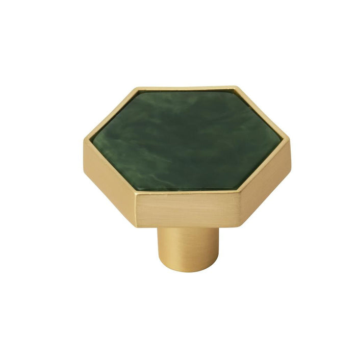 Amerock 2PK36973EMG Accents 1-5/16 inch (33mm) Length Gold/Emerald Green Cabinet Knob