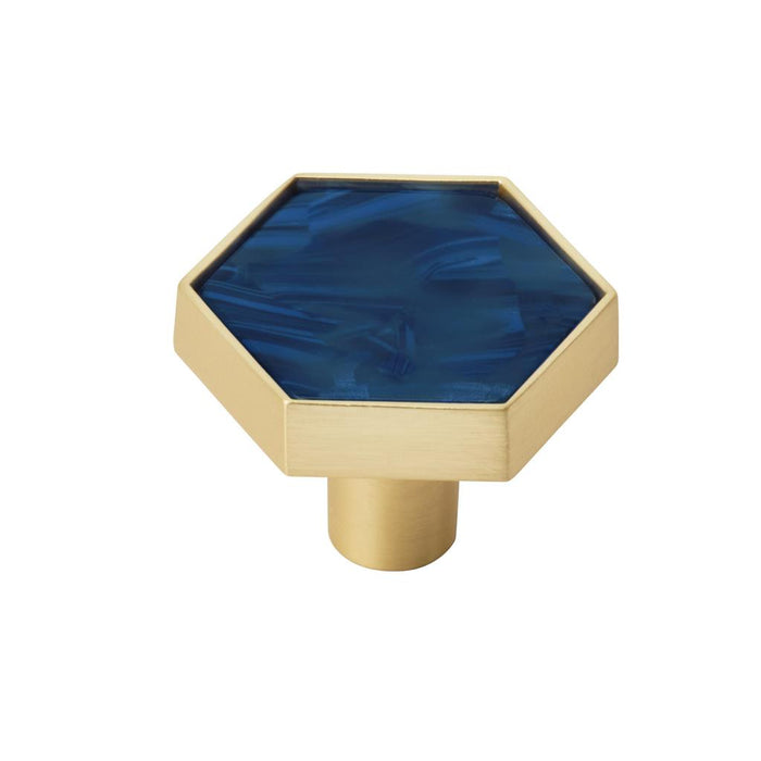 Amerock 2PK36973NVB Accents 1-5/16 inch (33mm) Length Gold/Navy Blue Cabinet Knob