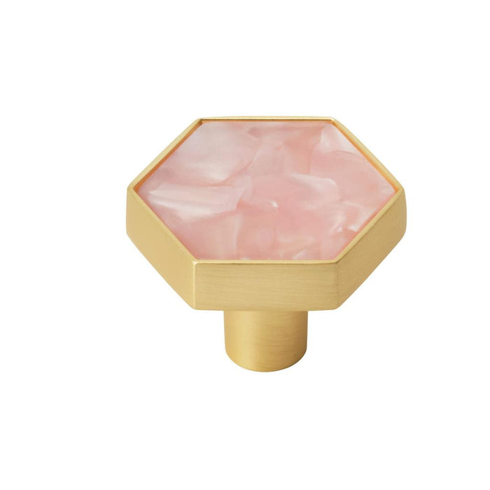 Amerock 2PK36973PNK Accents 1-5/16 inch (33mm) Length Gold/Pink Cabinet Knob