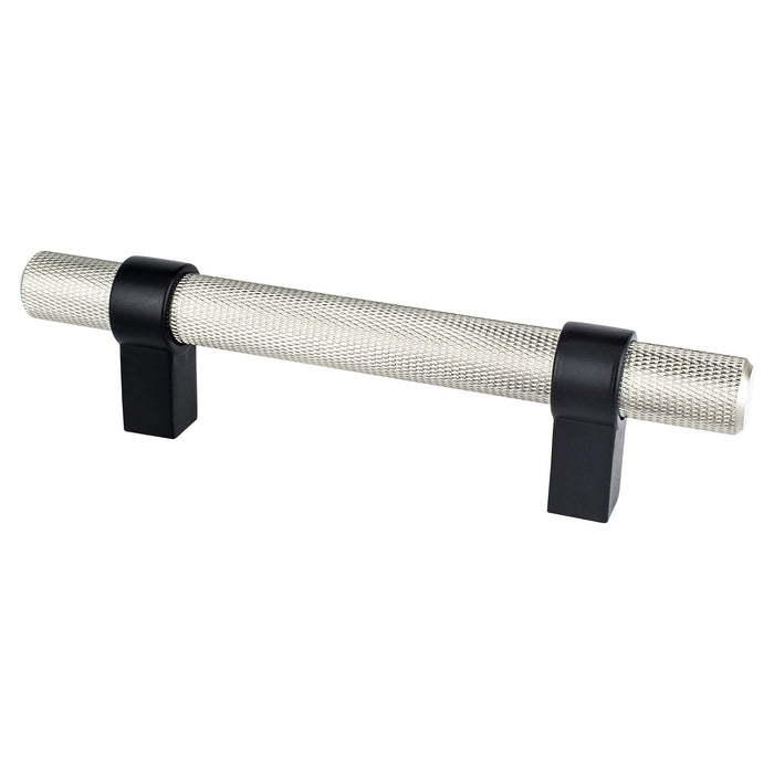 Berenson 5067-4BPN55-P Radial Reign 96mm CC Brushed Nickel Bar and Matte Black Posts Pull Brushed Nickel and Matte Black