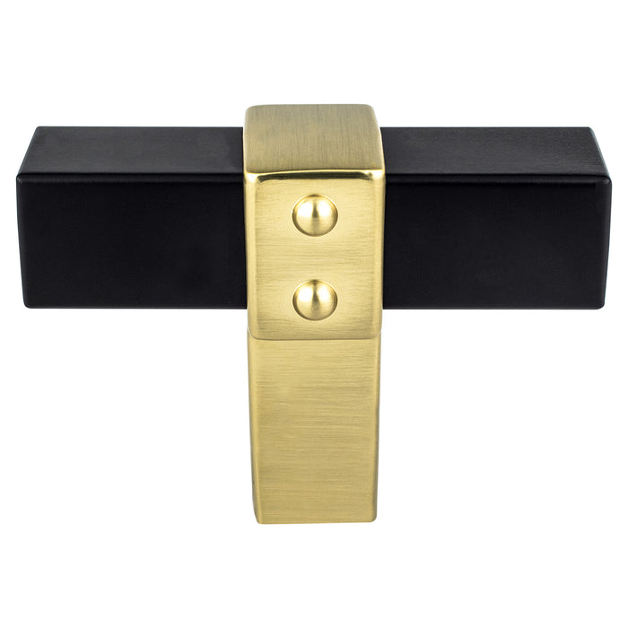 Berenson 5108-455MDB-P Rivet Rebel Matte Black Bar and Modern Brushed Gold Post Knob Matte Black and Modern Brushed Gold