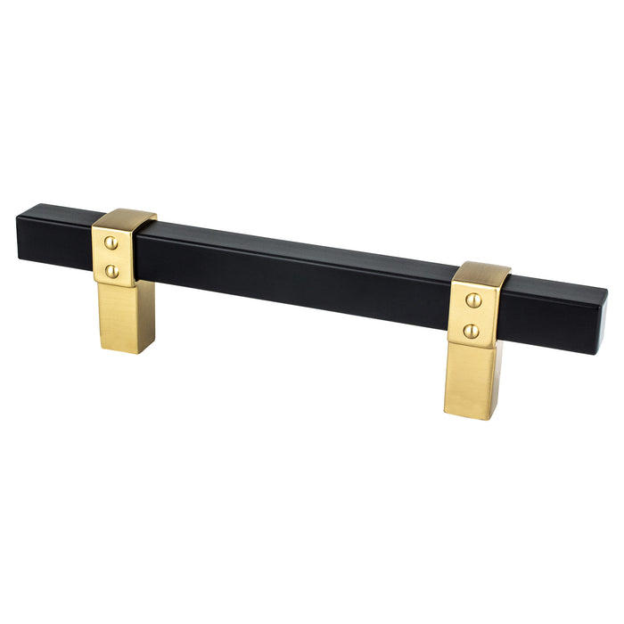 Berenson 5109-455MDB-P Rivet Rebel 96mm CC Matte Black Bar and Modern Brushed Gold Posts Pull Matte Black and Modern Brushed Gold