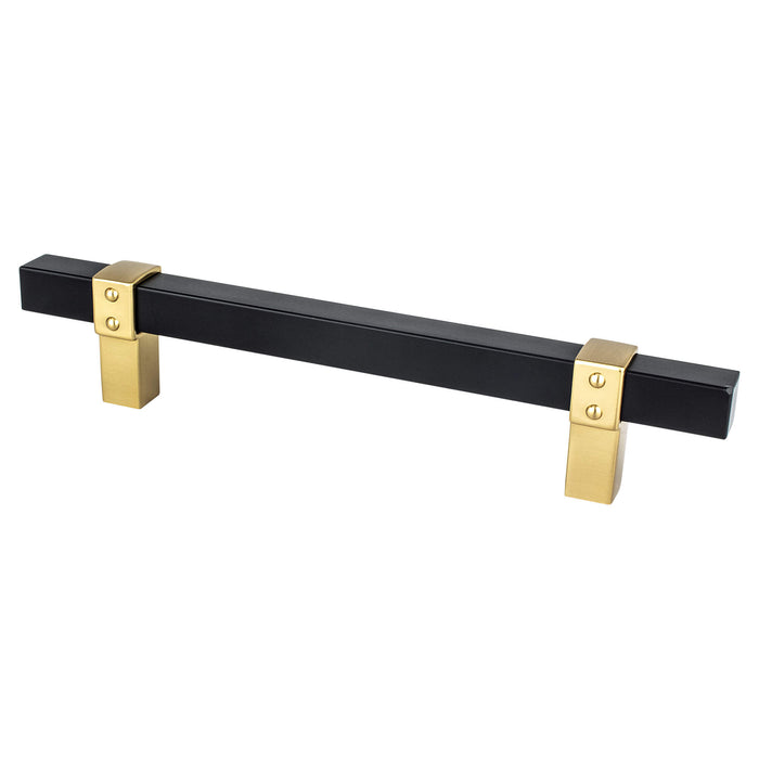 Berenson 5110-455MDB-P Rivet Rebel 128mm CC Matte Black Bar and Modern Brushed Gold Posts Pull Matte Black and Modern Brushed Gold