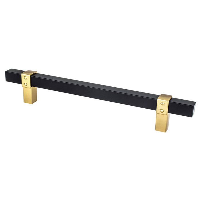 Berenson 5111-455MDB-P Rivet Rebel 160mm CC Matte Black Bar and Modern Brushed Gold Posts Pull Matte Black and Modern Brushed Gold