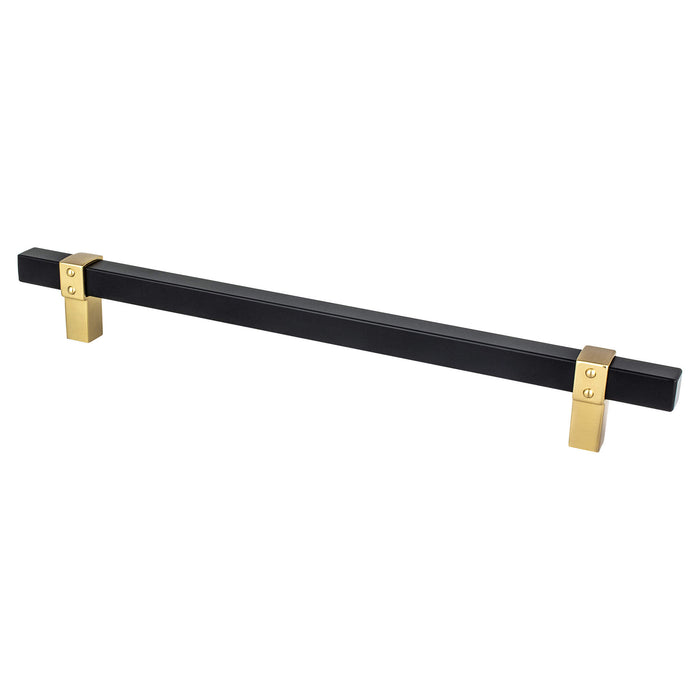Berenson 5112-455MDB-P Rivet Rebel 224mm CC Matte Black Bar and Modern Brushed Gold Posts Pull Matte Black and Modern Brushed Gold