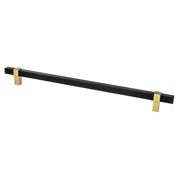 Berenson 5113-455MDB-P Rivet Rebel 12 inch CC Matte Black Bar and Modern Brushed Gold Posts Appliance Pull Matte Black and Modern Brushed Gold