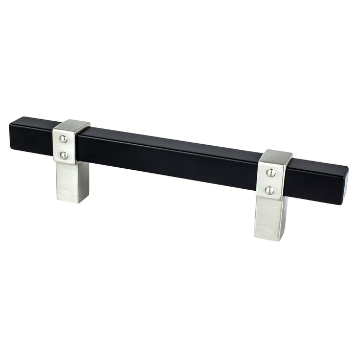 Berenson 5115-455BPN-P Rivet Rebel 96mm CC Matte Black Bar and Brushed Nickel Posts Pull Matte Black and Brushed Nickel