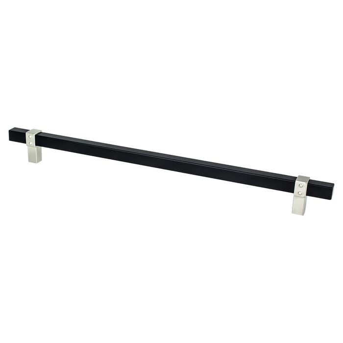 Berenson 5119-455BPN-P Rivet Rebel 12 inch CC Matte Black Bar and Brushed Nickel Posts Appliance Pull Matte Black and Brushed Nickel