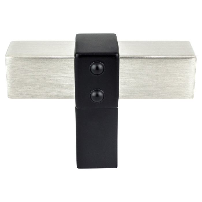 Berenson 5120-4BPN55-P Rivet Rebel Brushed Nickel Bar and Matte Black Post Knob Brushed Nickel and Matte Black