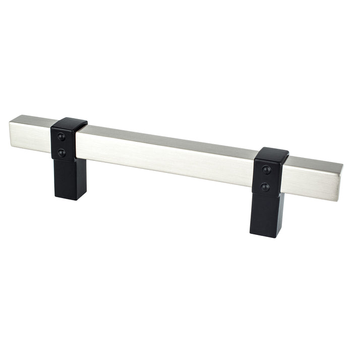 Berenson 5121-4BPN55-P Rivet Rebel 96mm CC Brushed Nickel Bar and Matte Black Posts Pull Brushed Nickel and Matte Black
