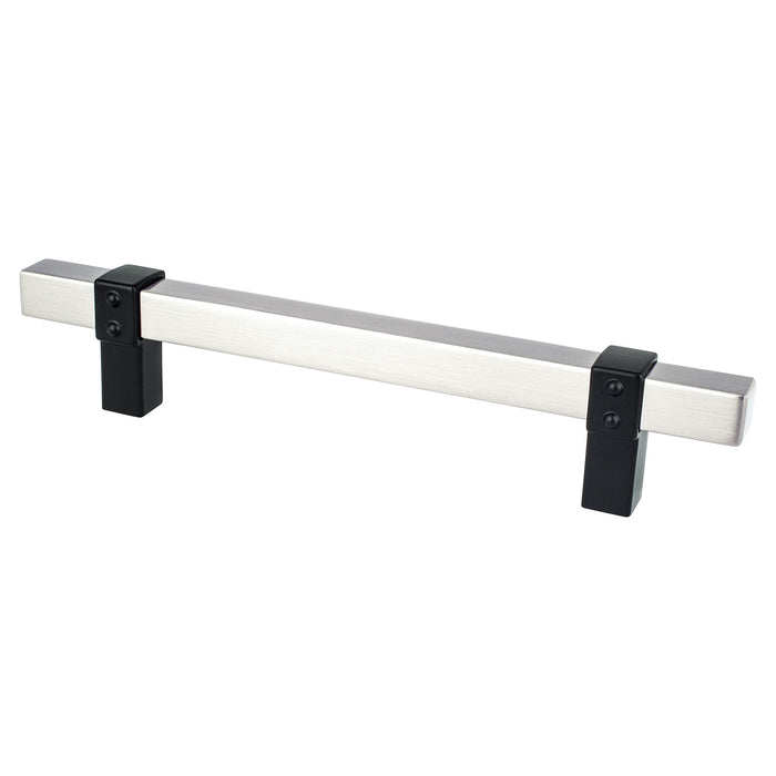 Berenson 5122-4BPN55-P Rivet Rebel 128mm CC Brushed Nickel Bar and Matte Black Posts Pull Brushed Nickel and Matte Black