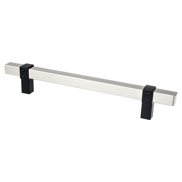 Berenson 5123-4BPN55-P Rivet Rebel 160mm CC Brushed Nickel Bar and Matte Black Posts Pull Brushed Nickel and Matte Black