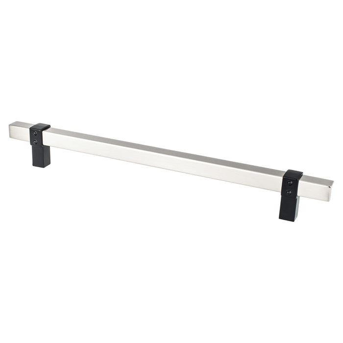 Berenson 5124-4BPN55-P Rivet Rebel 224mm CC Brushed Nickel Bar and Matte Black Posts Pull Brushed Nickel and Matte Black