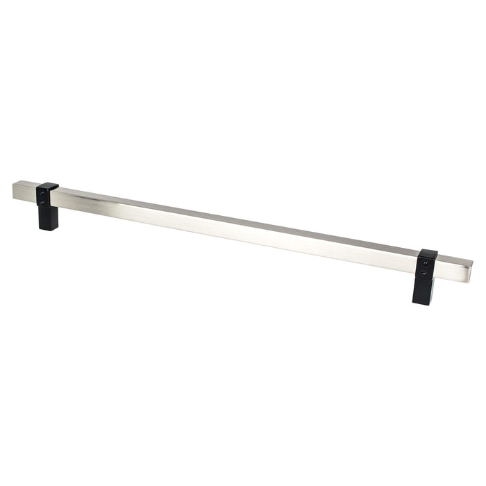 Berenson 5125-4BPN55-P Rivet Rebel 12 inch CC Brushed Nickel Bar and Matte Black Posts Appliance Pull Brushed Nickel and Matte Black