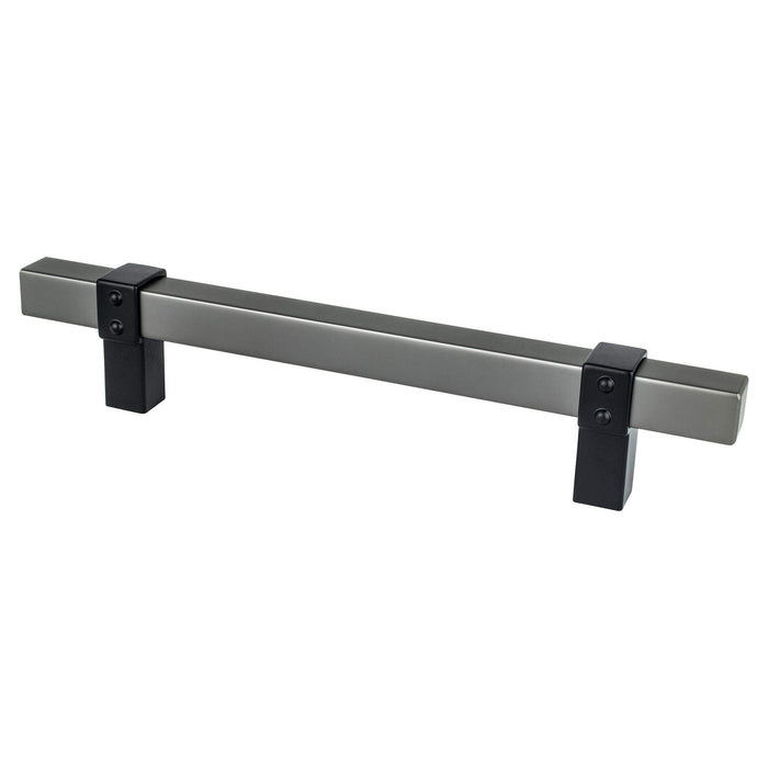 Berenson 5128-4SLT55-P Rivet Rebel 128mm CC Slate Bar and Matte Black Posts Pull Slate and Matte Black