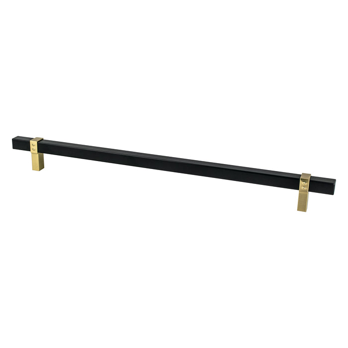 Berenson 5132-455MDB-P Rivet Rebel 18 inch CCMatte Black Bar and Modern Brushed Gold Posts Appliance Pull Matte Black and Modern Brushed Gold