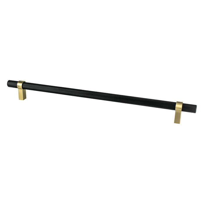 Berenson 5138-455MDB-P Radial Reign 18 inch CC Matte Black Bar and Modern Brushed Gold Posts Appliance Pull Matte Black and Modern Brushed Gold