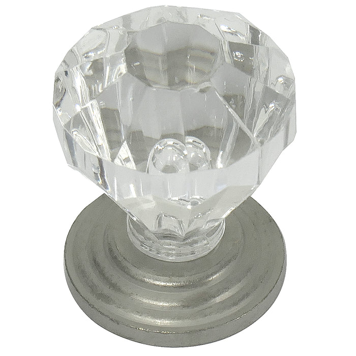 Paradise Bathworks 82059 1" Acrystal Knob - Acrylic Satin w/ Pewter Base