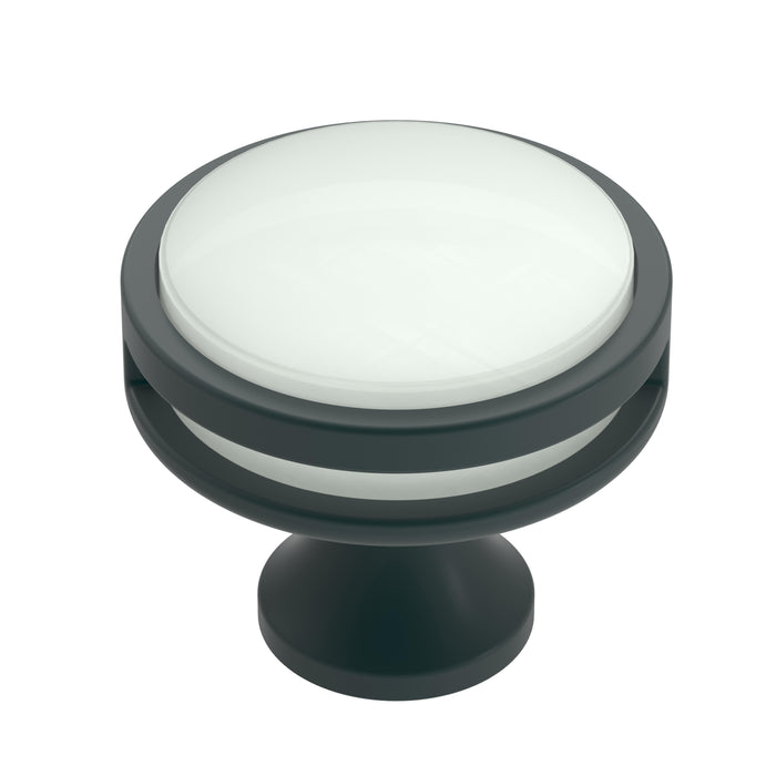 Amerock BP36608MBFA Oberon 1-3/8 inch (35mm) Diameter Matte Black/Frosted Acrylic Cabinet Knob