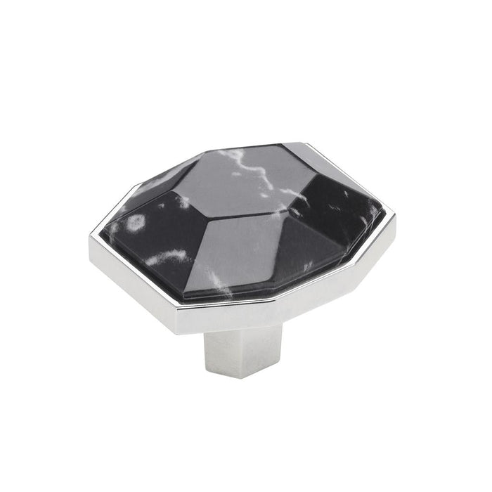 Amerock BP36638MBK26 Carrione 1-5/8 inch (41mm) Length Marble Black/Polished Chrome Cabinet Knob