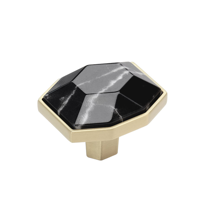 Amerock BP36638MBKBBZ Carrione 1-5/8 inch (41mm) Length Marble Black/Golden Champagne Cabinet Knob