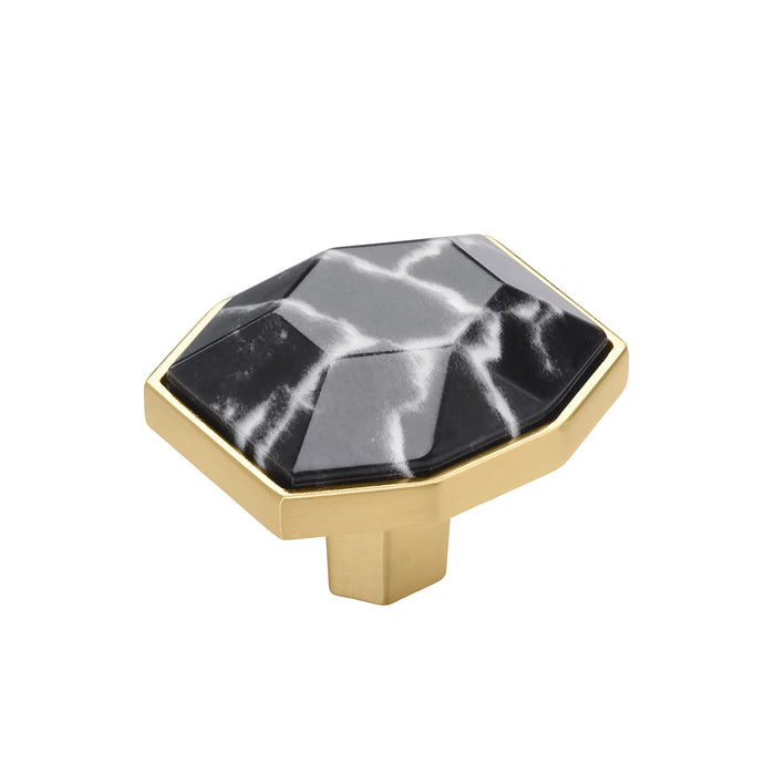 Amerock BP36638MBKCZ Carrione 1-5/8 inch (41mm) Length Marble Black/Champagne Bronze Cabinet Knob