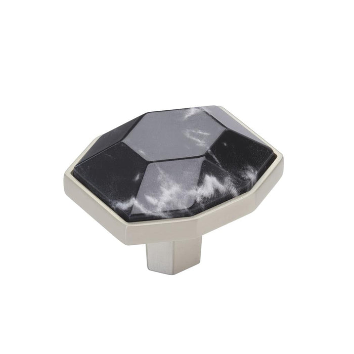 Amerock BP36638MBKG10 Carrione 1-5/8 inch (41mm) Length Marble Black/Satin Nickel Cabinet Knob