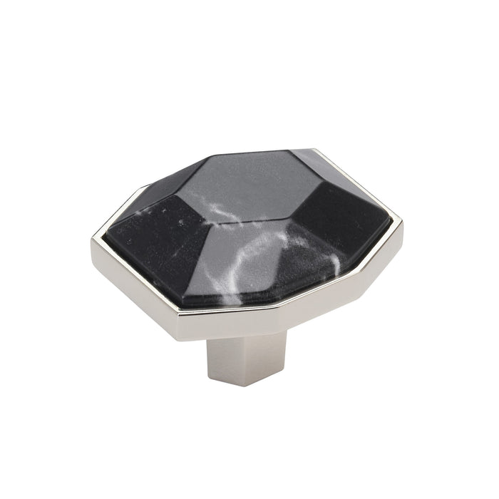 Amerock BP36638MBKPN Carrione 1-5/8 inch (41mm) Length Marble Black/Polished Nickel Cabinet Knob