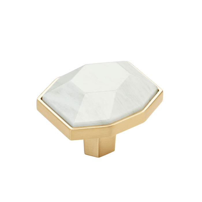 Amerock BP36638MWCZ Carrione 1-5/8 inch (41mm) Length Marble White/Champagne Bronze Cabinet Knob