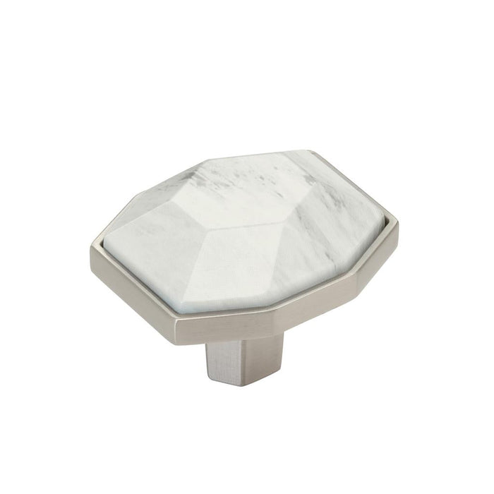 Amerock BP36638MWG10 Carrione 1-5/8 inch (41mm) Length Marble White/Satin Nickel Cabinet Knob