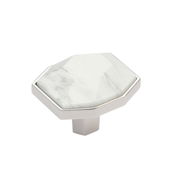 Amerock BP36638MWPN Carrione 1-5/8 inch (41mm) Length Marble White/Polished Nickel Cabinet Knob