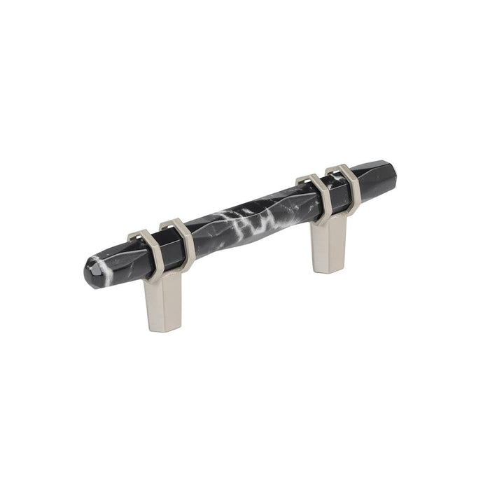Amerock BP36639MBKG10 Carrione 3 inch (76mm) Center-to-Center Marble Black/Satin Nickel Cabinet Pull