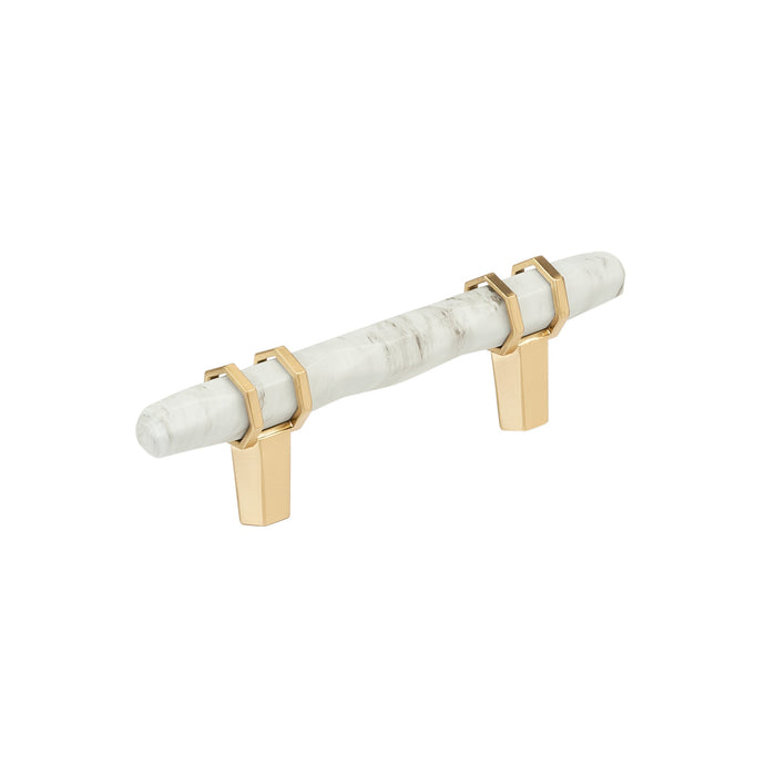 Amerock BP36639MWCZ Carrione 3 inch (76mm) Center-to-Center Marble White/Champagne Bronze Cabinet Pull