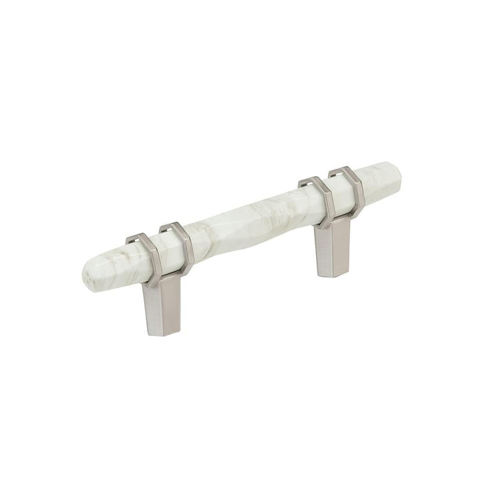 Amerock BP36639MWG10 Carrione 3 inch (76mm) Center-to-Center Marble White/Satin Nickel Cabinet Pull