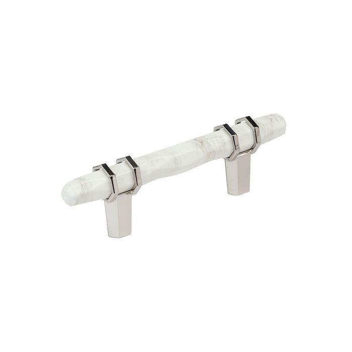 Amerock BP36639MWPN Carrione 3 inch (76mm) Center-to-Center Marble White/Polished Nickel Cabinet Pull