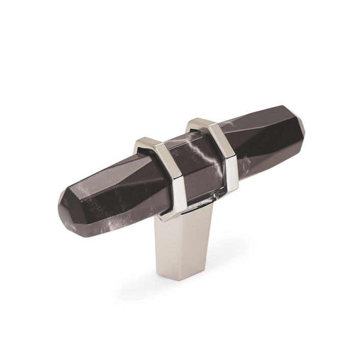 Amerock BP36647MBKPN Carrione 2-1/2 inch (64mm) Length Marble Black/Polished Nickel Cabinet Knob