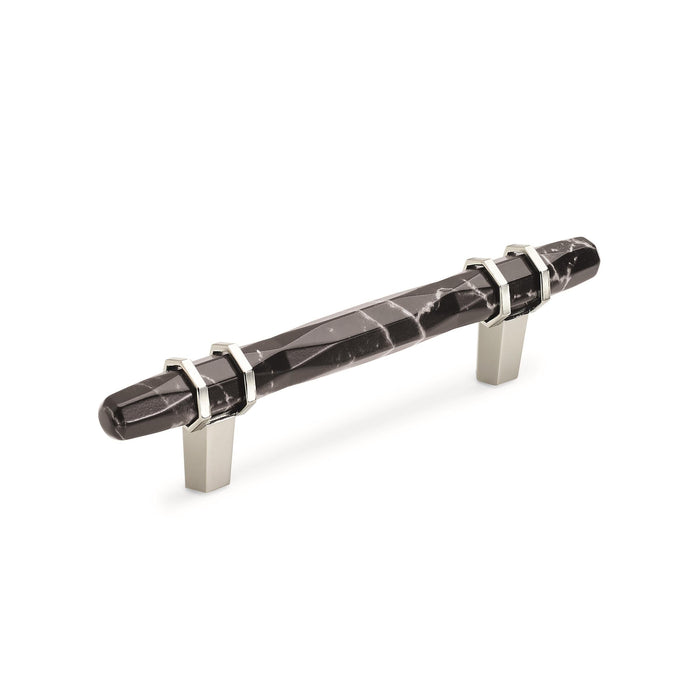 Amerock BP36648MBKPN Carrione 3-3/4 inch (96mm) Center-to-Center Marble Black/Polished Nickel Cabinet Pull
