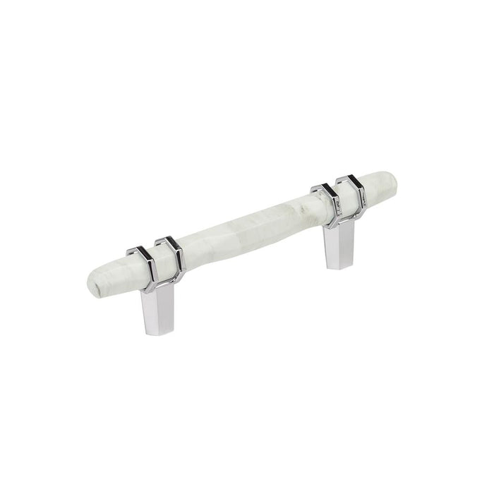 Amerock BP36648MW26 Carrione 3-3/4 inch (96mm) Center-to-Center Marble White/Polished Chrome Cabinet Pull