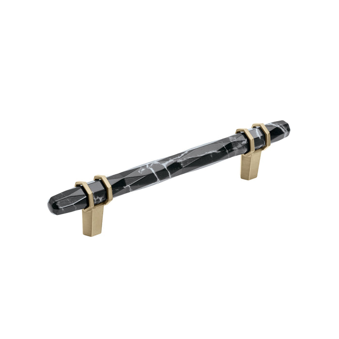 Amerock BP36649MBKBBZ Carrione 5-1/16 inch (128mm) Center-to-Center Marble Black/Golden Champagne Cabinet Pull